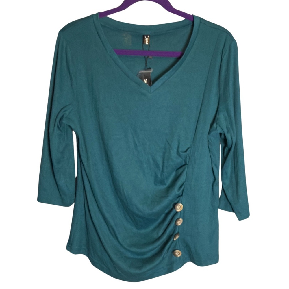 Allegra K Teal Top with Buttons (0327)